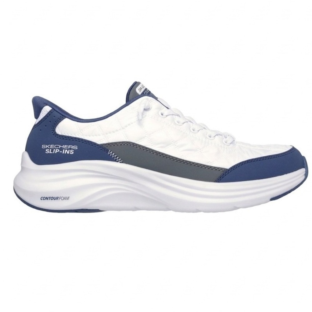 Skechers Cozy Fit Sneakers Mens 9.5 Slip ins Foam Cozy Air Cooler White Navy - Picture 3 of 5